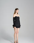 BACLK RUFFLE MINI DRESS