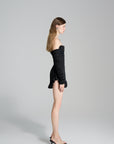 BACLK RUFFLE MINI DRESS